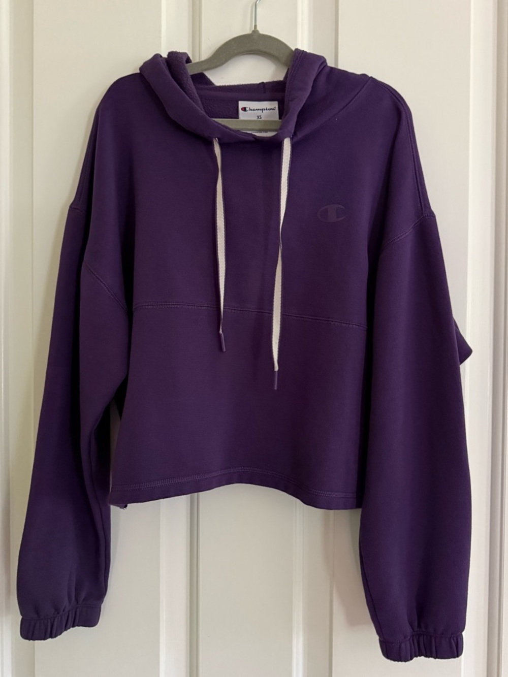 Champion Women's Purple Cropped Hoodie Size XS